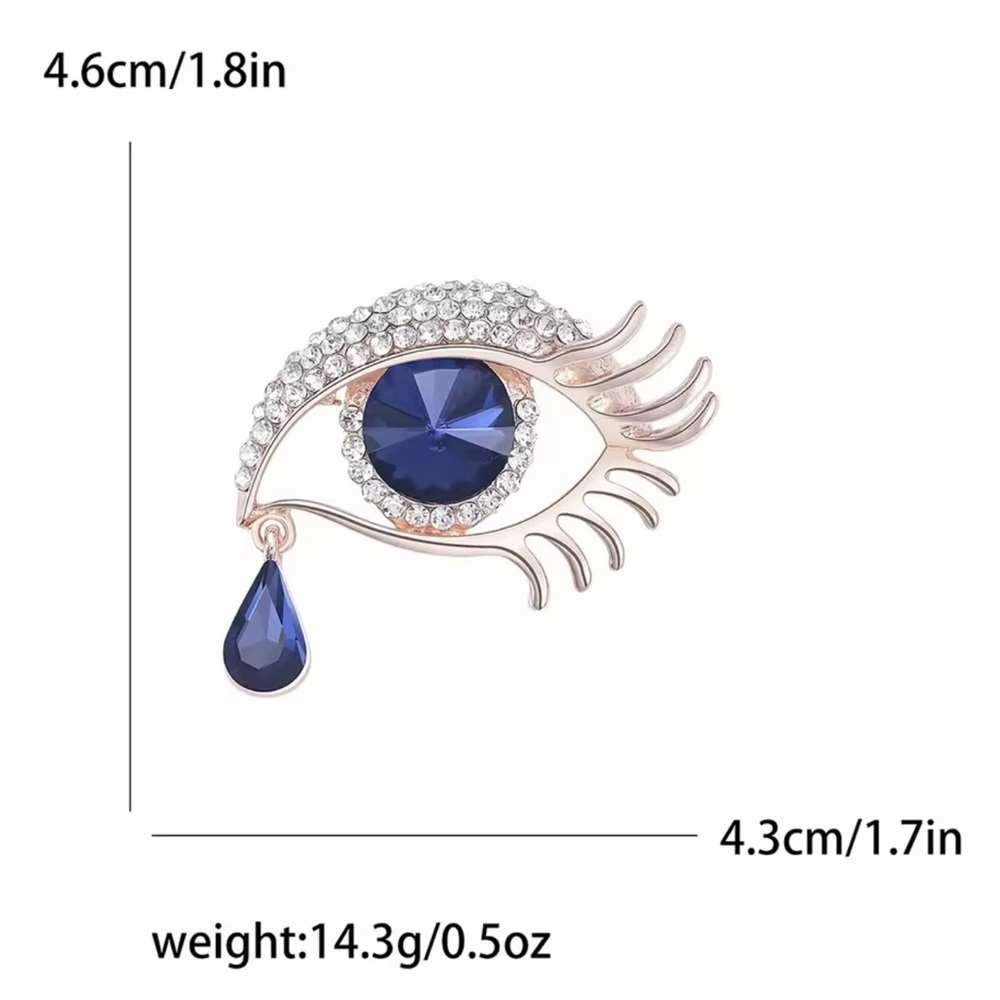 Elegant Blue and Gold Eye Brooch - Picture 5 of 5